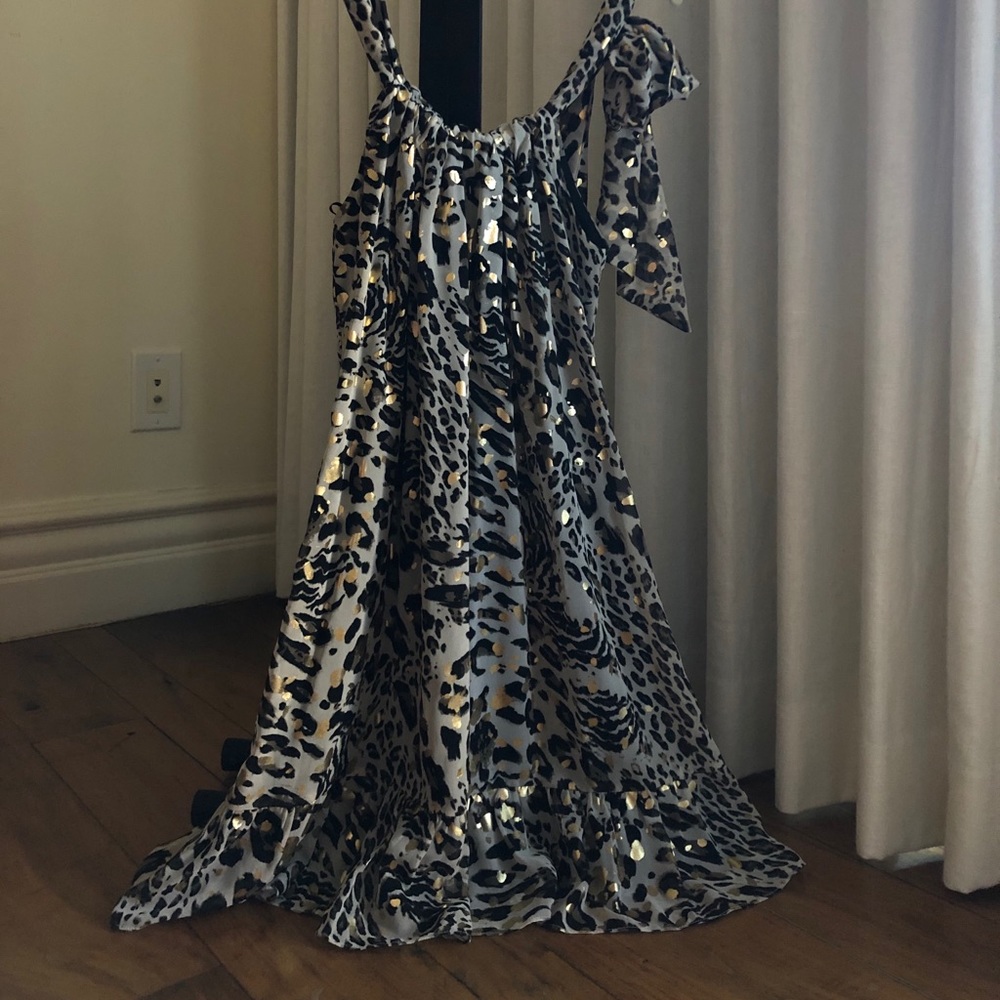 Animal print dress with shimmery gold spots